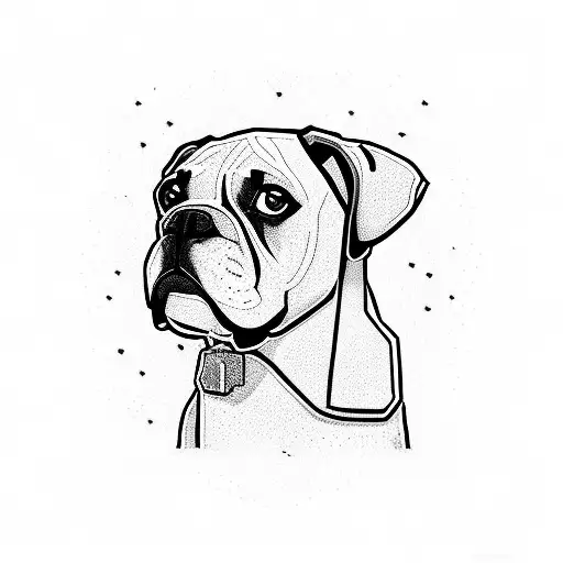 Cachorro boxer marrom com branco no estilo Stardew Valley pixel art  tattoo design idea