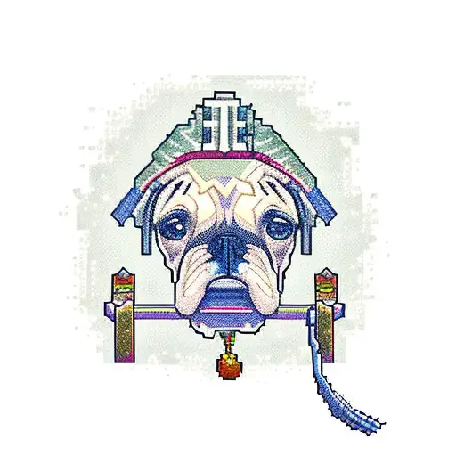 Cachorro boxer marrom com branco no estilo Stardew Valley pixel art  tattoo design idea