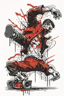 zombie breakdancer performing a one hand handstand freeze tattoo design idea