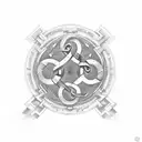 2 infinity symbols, 1 intrerupted, in a circle, symbolizying eternal life and mortality of humans tattoo design idea