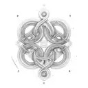 2 infinity symbols, 1 intrerupted, in a circle, symbolizying eternal life and mortality of humans tattoo design idea