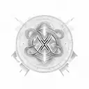 2 infinity symbols, 1 intrerupted, in a circle, symbolizying eternal life and mortality of humans tattoo design idea