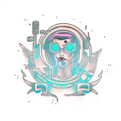 cyberpunk hacker girl tattoo design idea