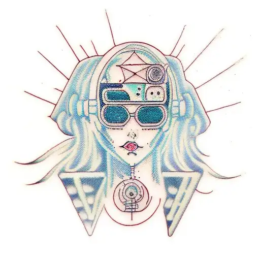cyberpunk hacker girl tattoo design idea