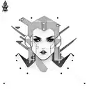cyberpunk hacker girl tattoo design idea