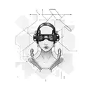 cyberpunk hacker girl tattoo design idea