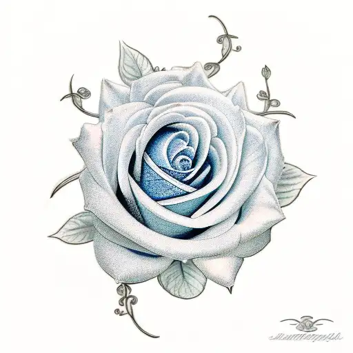 blue rose vine tattoo design idea