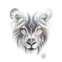 oaktree with lioness, hawk tattoo design idea