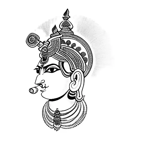 lord krishna tattoo design idea