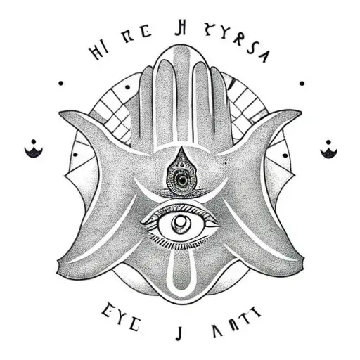 Hamsa Symbol and eye tattoo design idea
