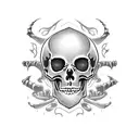 gothic cute skeleton tattoo design idea