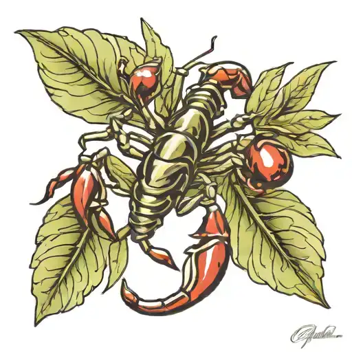 olive leaf Scorpio tattoo design idea