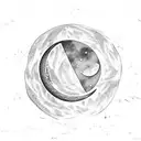 crescent moon with comet  tattoo design idea