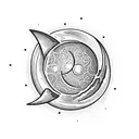 crescent moon with comet  tattoo design idea