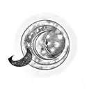 crescent moon with comet  tattoo design idea