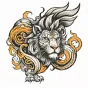lion rolls fireball tattoo design idea