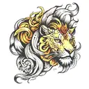 lion rolls fireball tattoo design idea