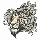 lion rolls fireball tattoo design idea