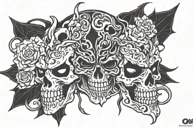 ony mask skull tattoo design idea