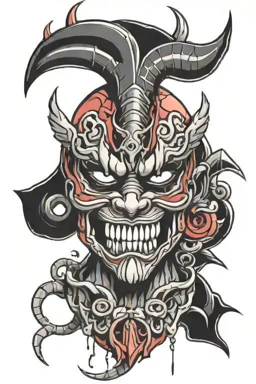ony mask split in half tattoo design idea