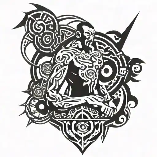 tribal survival hard times create strong men tattoo design idea