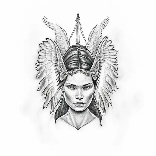 Pocahontas with angel wings tattoo design idea