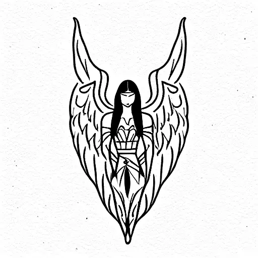 Pocahontas with angel wings tattoo design idea