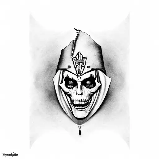 Papa emeritus face with shaded partially covered tattoo design idea