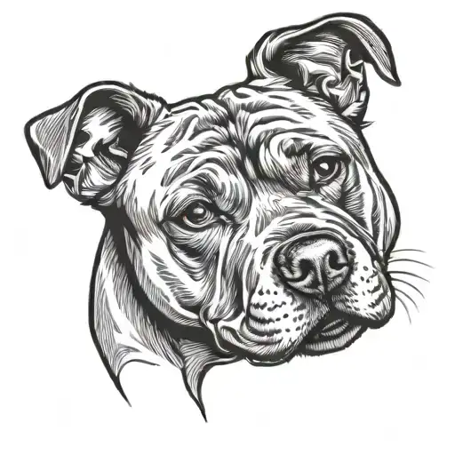outline of staffy dog paw  tattoo design idea