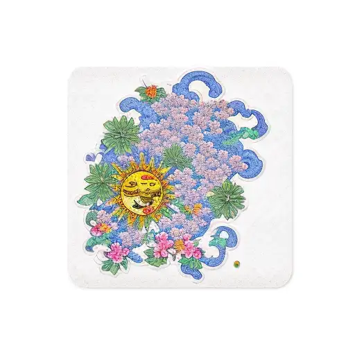 sakura flowers,stickers,sun tattoo design idea