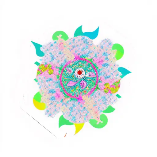 sakura flowers,stickers,sun tattoo design idea