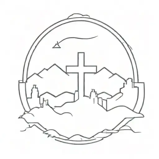 The outline of Texas with mountains on the inside with 3 crosses on the mountains  tattoo design idea