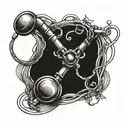 A stylized stethoscope intertwined with musical notes and street art elements tattoo design idea