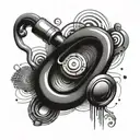 A stylized stethoscope intertwined with musical notes and street art elements tattoo design idea