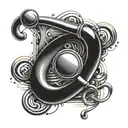 A stylized stethoscope intertwined with musical notes and street art elements tattoo design idea