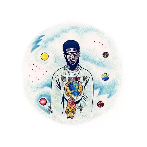 kid cudi man on the moon tattoo design idea