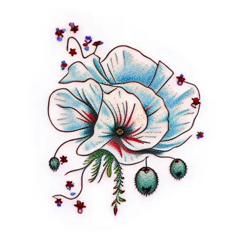forget me not poppy tattoo design idea