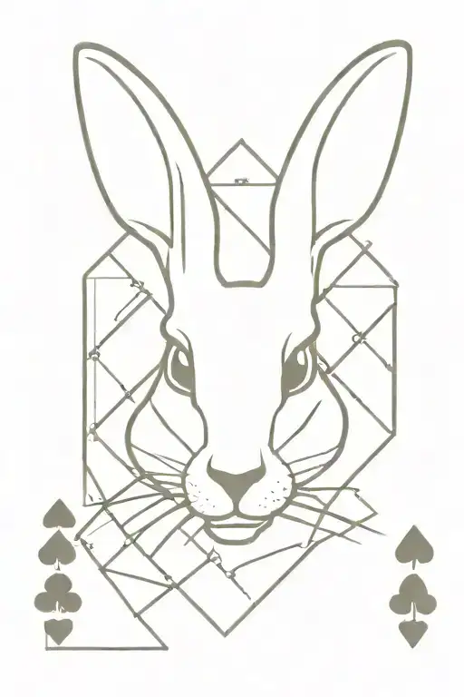 Ace playing card with jackrabbit face in center with 11X, 12X, 32EX, 35P, and 46N written around the center tattoo design idea