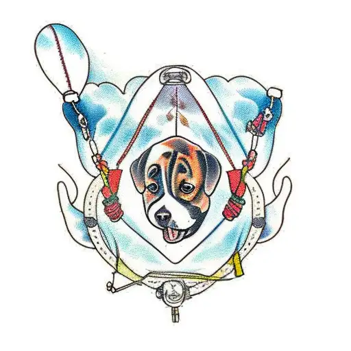 paragliding dog tattoo design idea