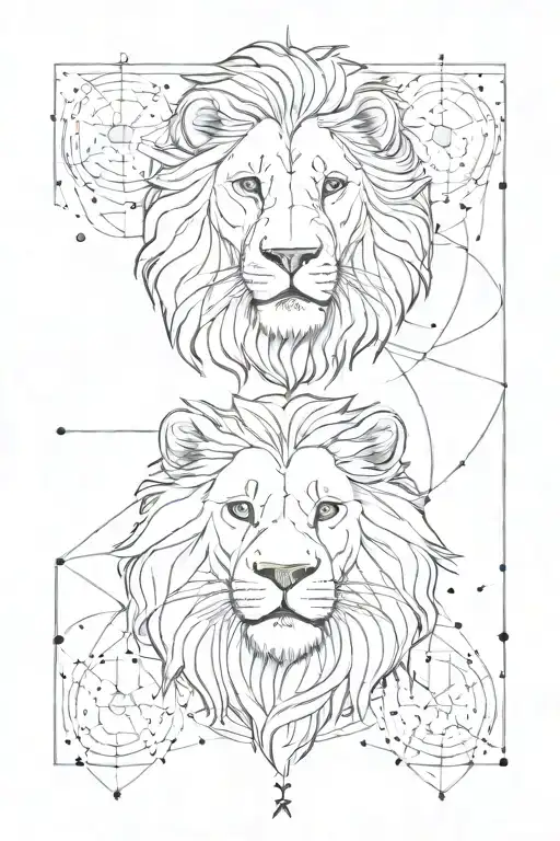 lion head and leo constellation tattoo design idea