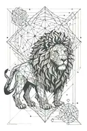 lion and leo star constellation tattoo design idea