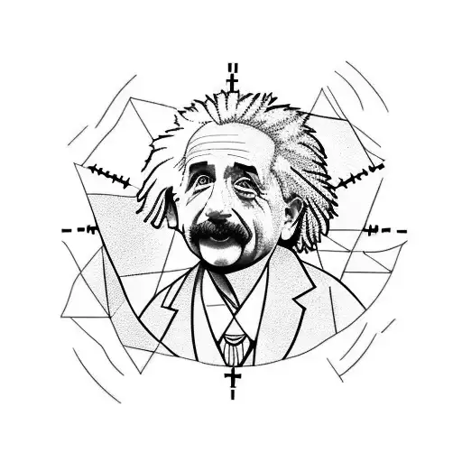 Albert Einstein and time travel tattoo design idea