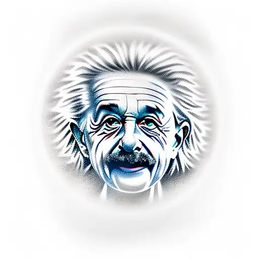 Flying saucer beaming up Albert einstein tattoo design idea