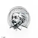 Flying saucer beaming up Albert einstein tattoo design idea