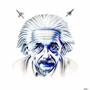 Flying saucer beaming up Albert einstein tattoo design idea