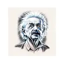 Flying saucer beaming up Albert einstein tattoo design idea