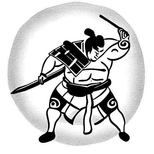 samurai sumo warrior tattoo design idea