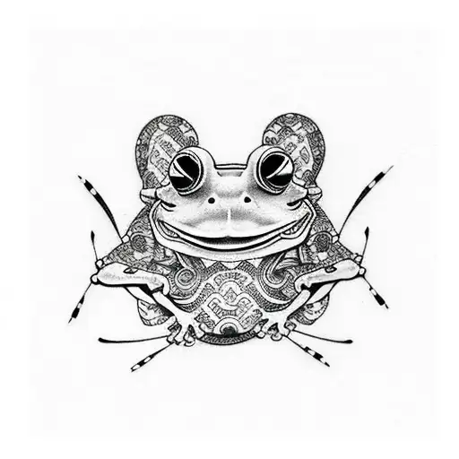 neotradition Japanese samurai frog tattoo design idea