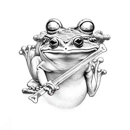 dream of frog with sword tattoo design idea