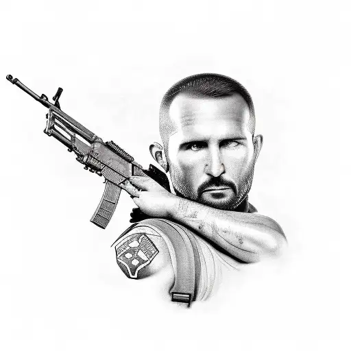 spec ops soldier carrying a MP5 rifle tattoo design idea